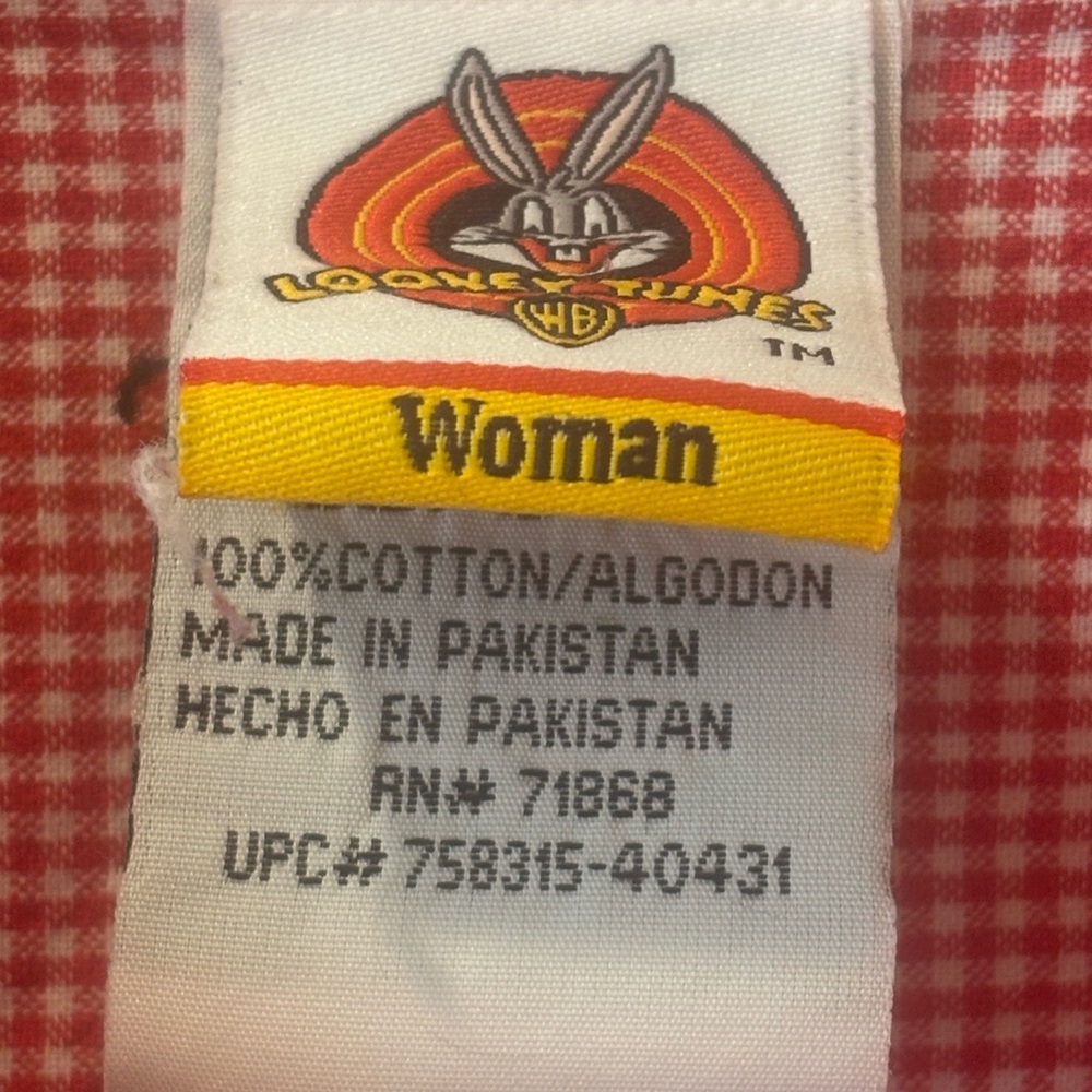 Vintage Warner Bros. Red‎ Short-Sleeve Button-Down Shirt with Tweety Embroidery - Picture 3 of 5